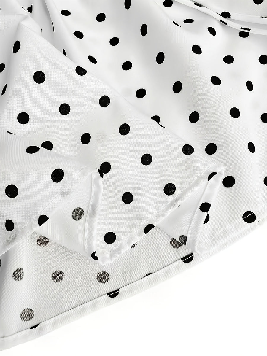 Women'S Summer New Style, Ruffled Floral Bow Polka Dot Short Cake Dress, Casual Outfit for Women'S Summer - White