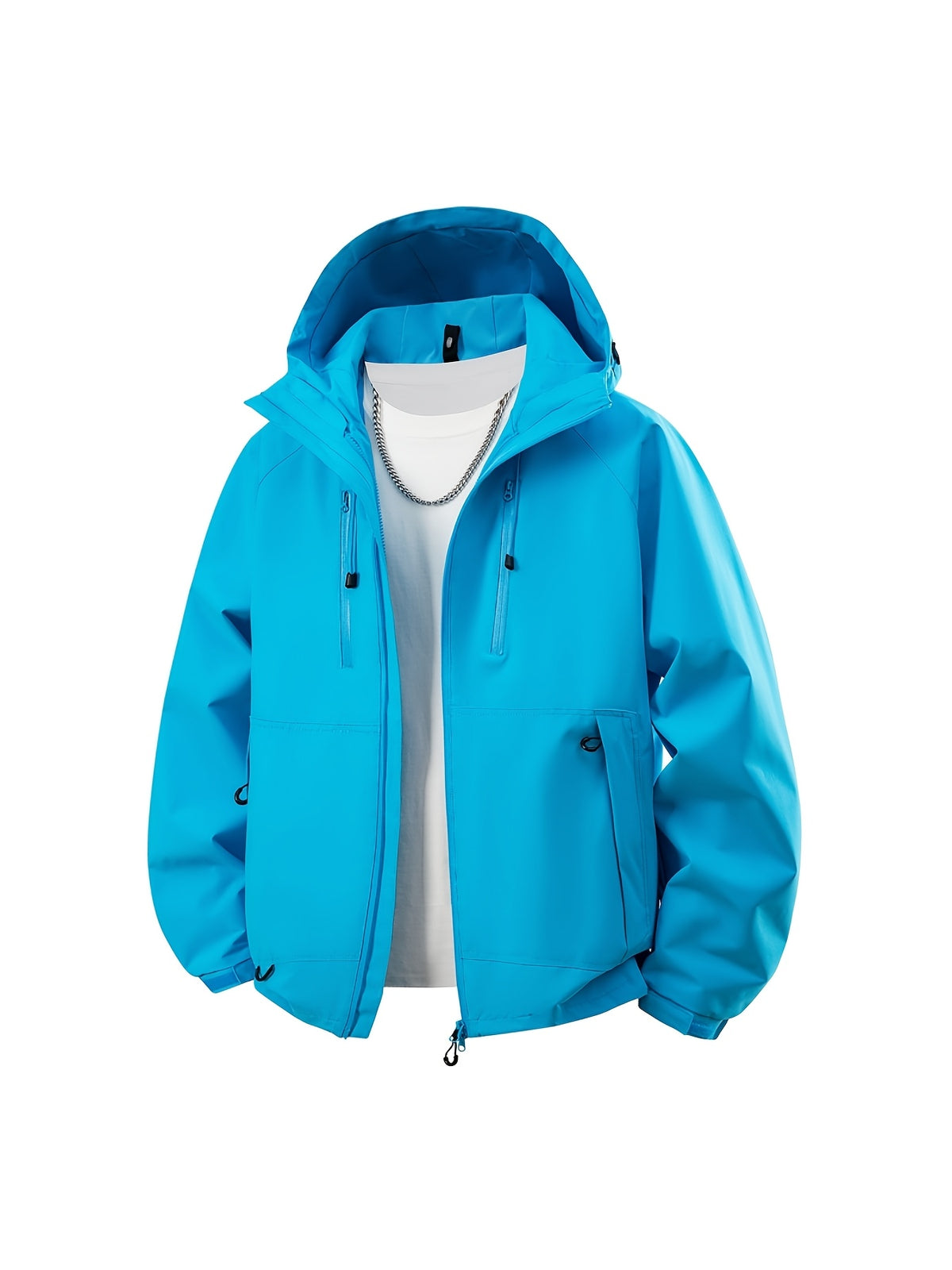 Pearson OBM Men's Hooded Zip-Up Loose Fit Long Sleeve Jacket with Pockets - New Men's Padded Coat Spring/Autumn Men's Jacket, Suitable for Hiking, Running, Casual Wear, Ideal Gift for Son, Husband, or Male Friend - Glacier Basket