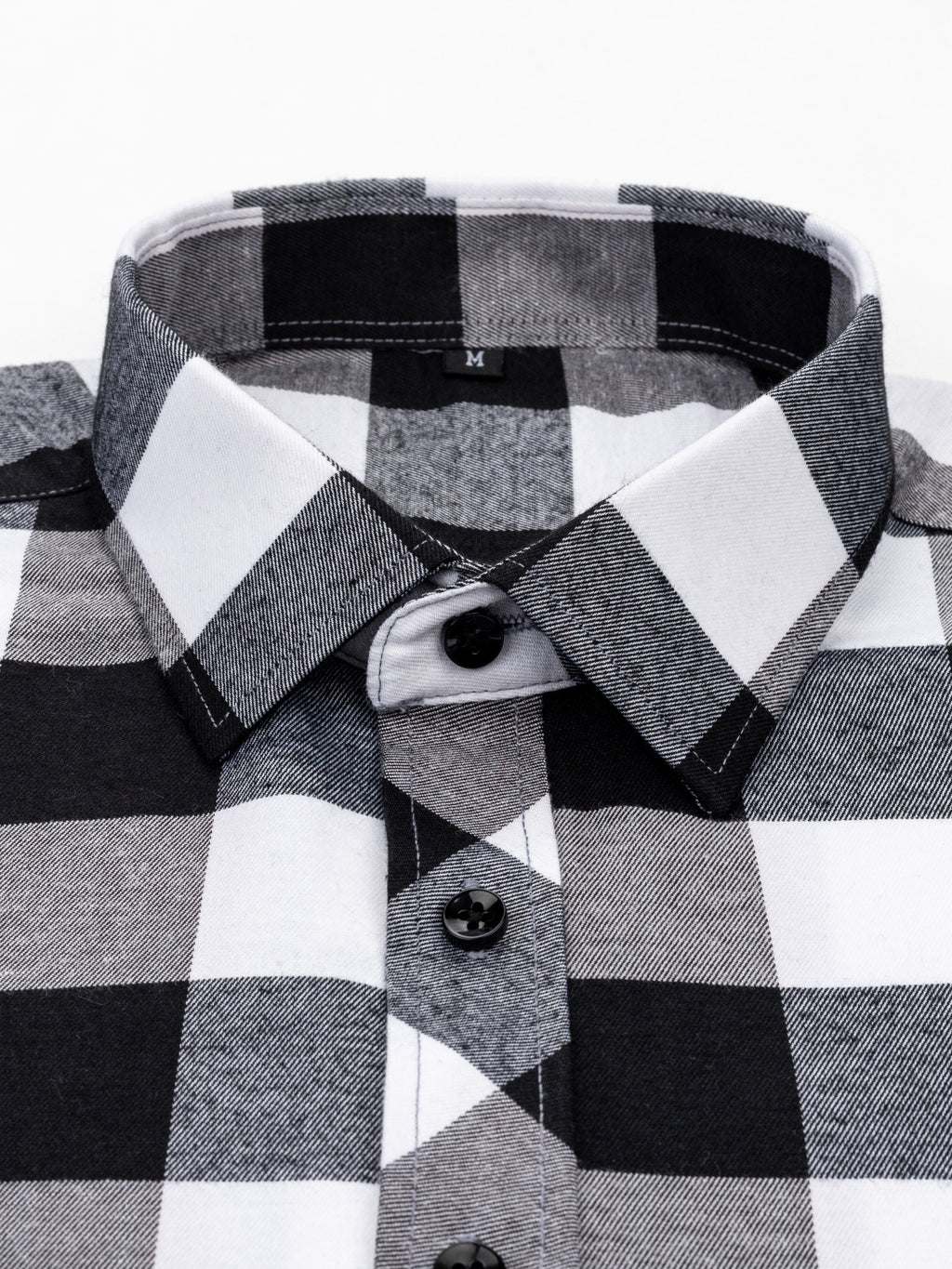 New Trendy Men'S Brushed Checkered Shirt Fall Winter Casual Jacket Outerwear - Black