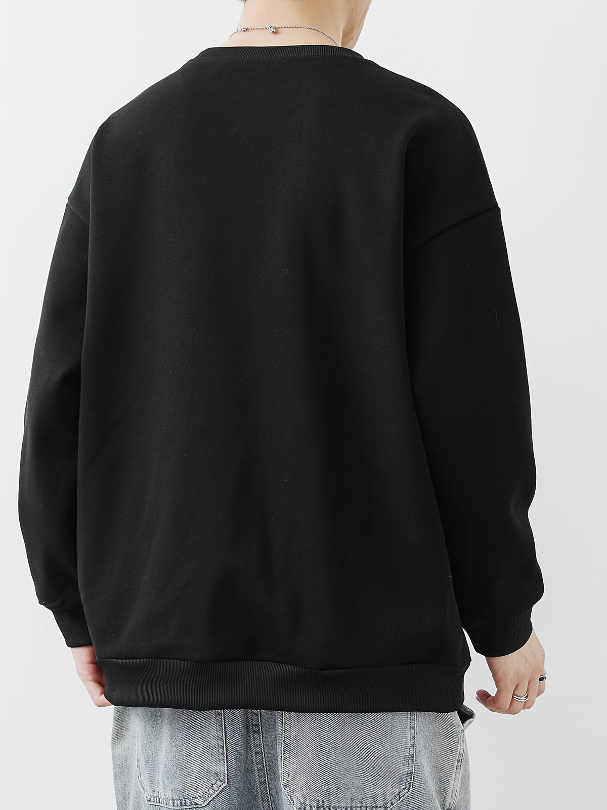 Shulei Water OBM Spring New Men'S Fashion Sweatshirt Round Neck Men'S Pullover Men'S Clothing Men'S Casual Athletic Wear - Black