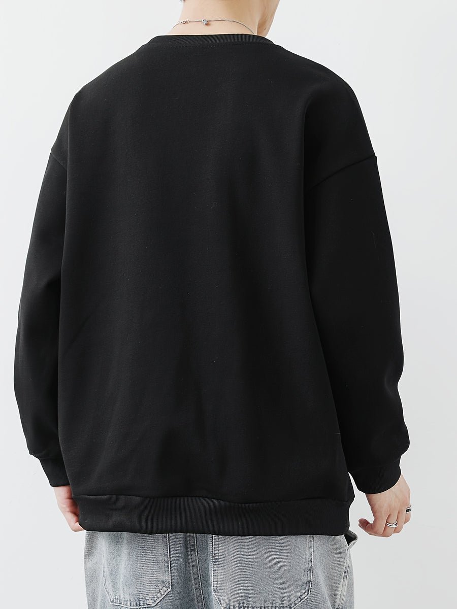 Shulei Water OBM Spring New Men'S Fashion Sweatshirt Round Neck Men'S Pullover Men'S Clothing Men'S Casual Athletic Wear - Black