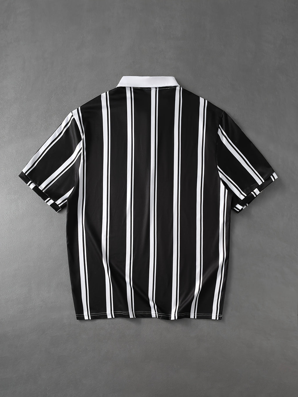 Men's Black and White Vertical Stripe Polo Shirt, New Summer Business Casual Short Sleeve T-Shirt, Horse Logo Loose Fit Top, Daily Casual Basic Top, Versatile Apparel for Home and Outings - Mixed colors