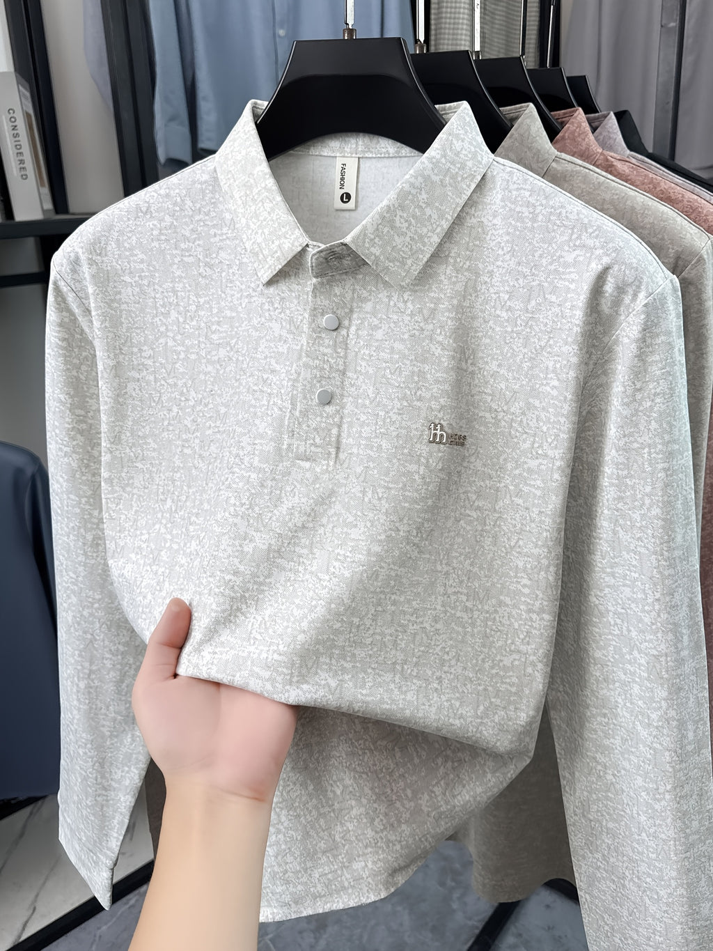 Middle-Aged Men'S Polo Shirt Golf Shirt Chest Letter Casual Men'S Long Sleeve Polo Shirt Breathable Comfortable Men'S Long Sleeve Collared Golf Sports Men'S Clothing Japanese Korean Style Trendy Spring Autumn Men'S Gift - White