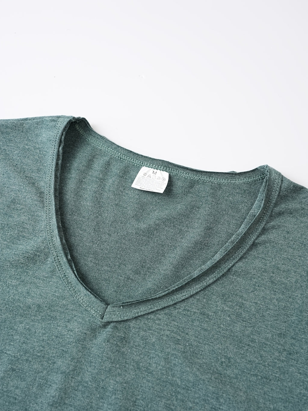 Men'S Basic V-Neck Short Sleeve High-Stretch Slight-Stretch Men'S T-Shirt 190G Regular Fit Commuter Base Layer Versatile Basic Style - Dark Green