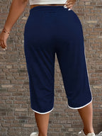 New Spring And Summer Solid Color Casual Comfortable Mid-Length Sweatpants for, Fitness, And with Pockets. - Navy Color