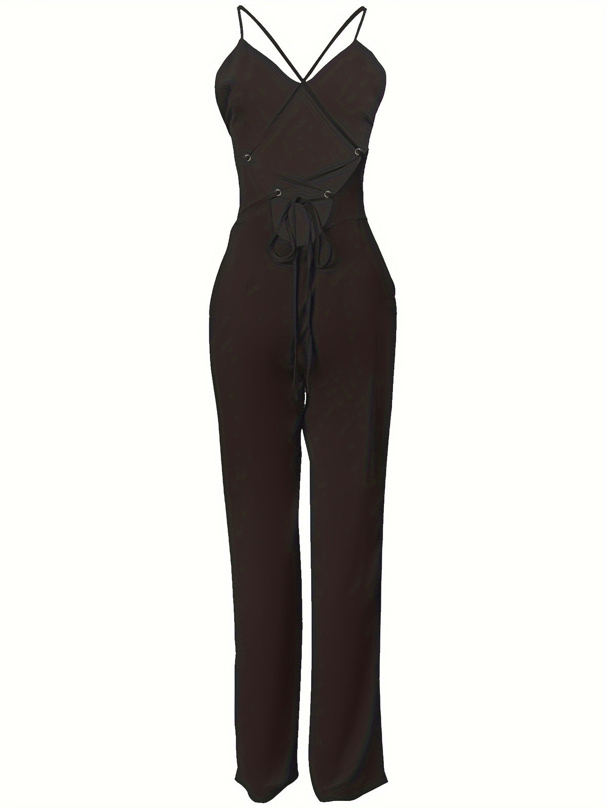(Same Style on ) Women'S Suspender Jumpsuit Summer Fashion Sexy Backless Dress Women'S Outing Party Vacation Elegant Slim Fit Jumpsuit Long Pants Women'S Clothing - Black