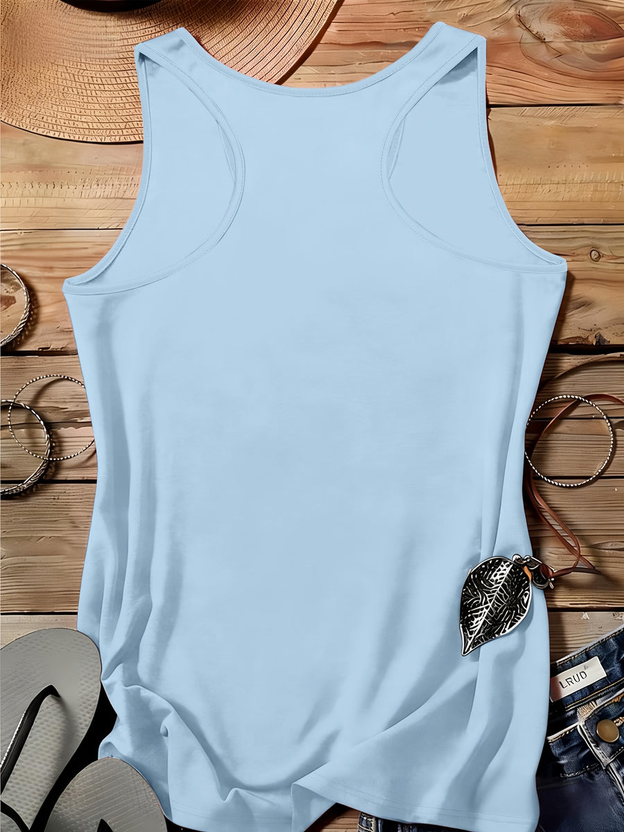 Arabic Numeral & '30' Letter Print Vest - All-Over Base Layer Suitable for Travel,, Outdoor | Machine Washable Sleeveless Top with Number | Casual Round Neck Wear for Streetwear and Year-Round Use - Light Blue