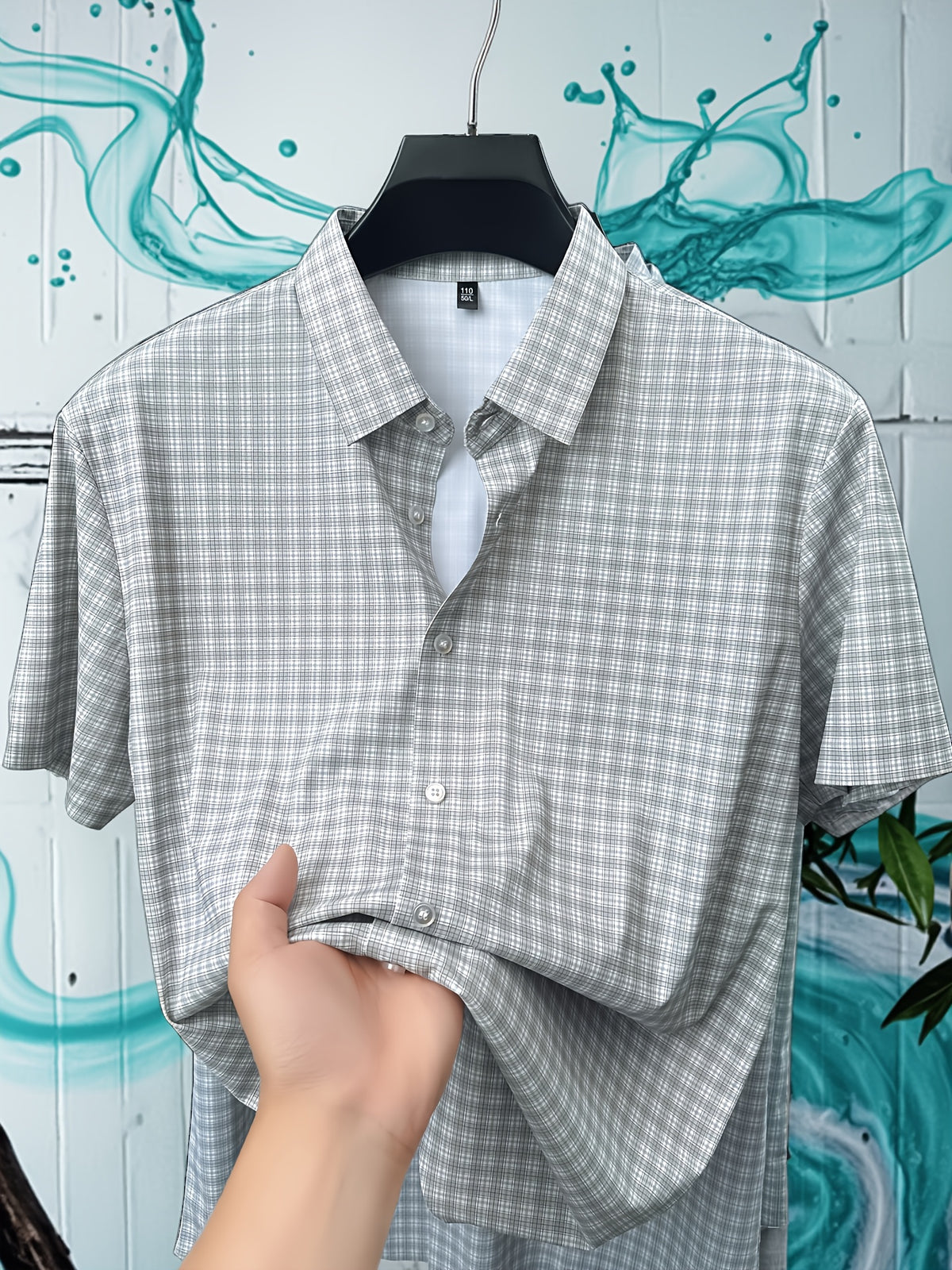 Summer Men's Ice Silky Fiber Fabric Short-Sleeve Shirt, Completely Seamless, Wrinkle-Free, Iron-Free, Business Casual, Cool, Wrinkle-Resistant, High-End and Elegant, Birthday Gift - Light Grey