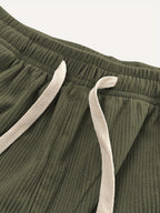 3pcs Women's Straight-Leg Corduroy Casual Pants, Thin Spring/Autumn Fashion Drawstring Waist Trousers for Daily Wear and Dating - Green+Khaki+Black