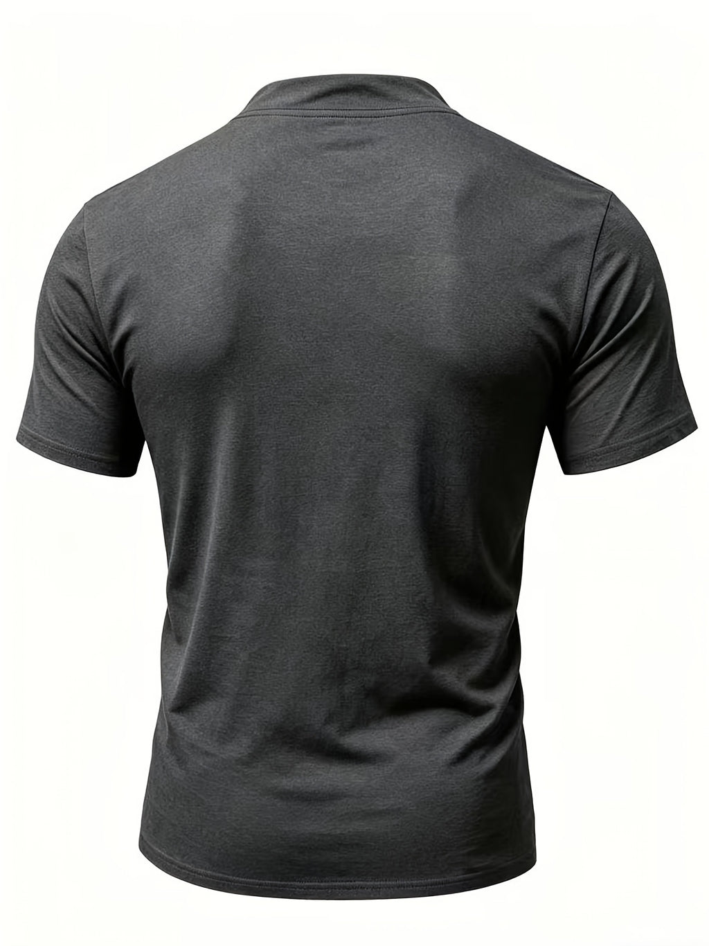 Men's Casual Drawstring Stand Collar Short Sleeve - Dark Gray