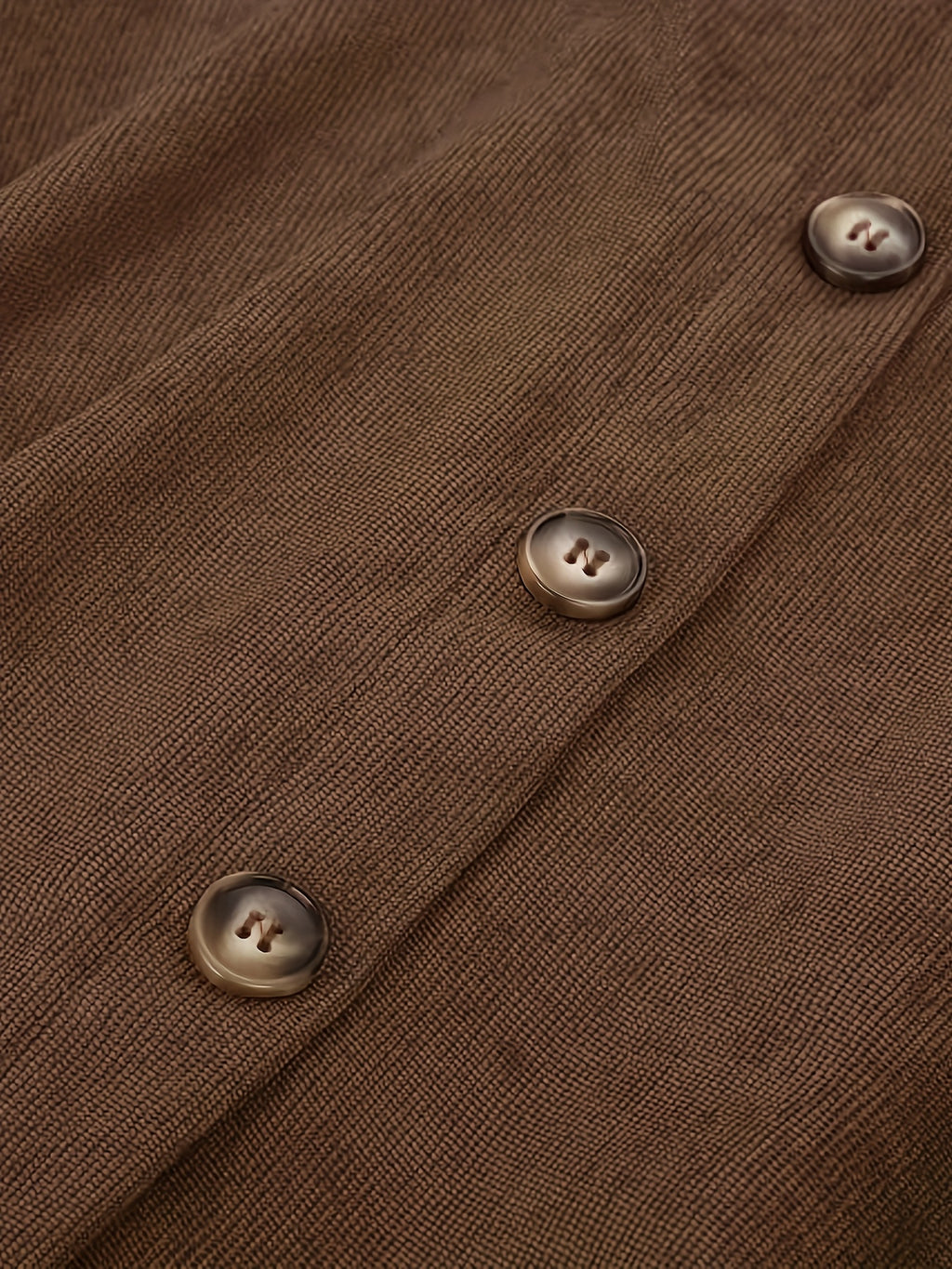 Women's Knee-Length Vintage Button-Waist A-Line Holiday Commute Corduroy Elegant Autumn/Winter Casual Skirt with Free Belt - Dark Brown