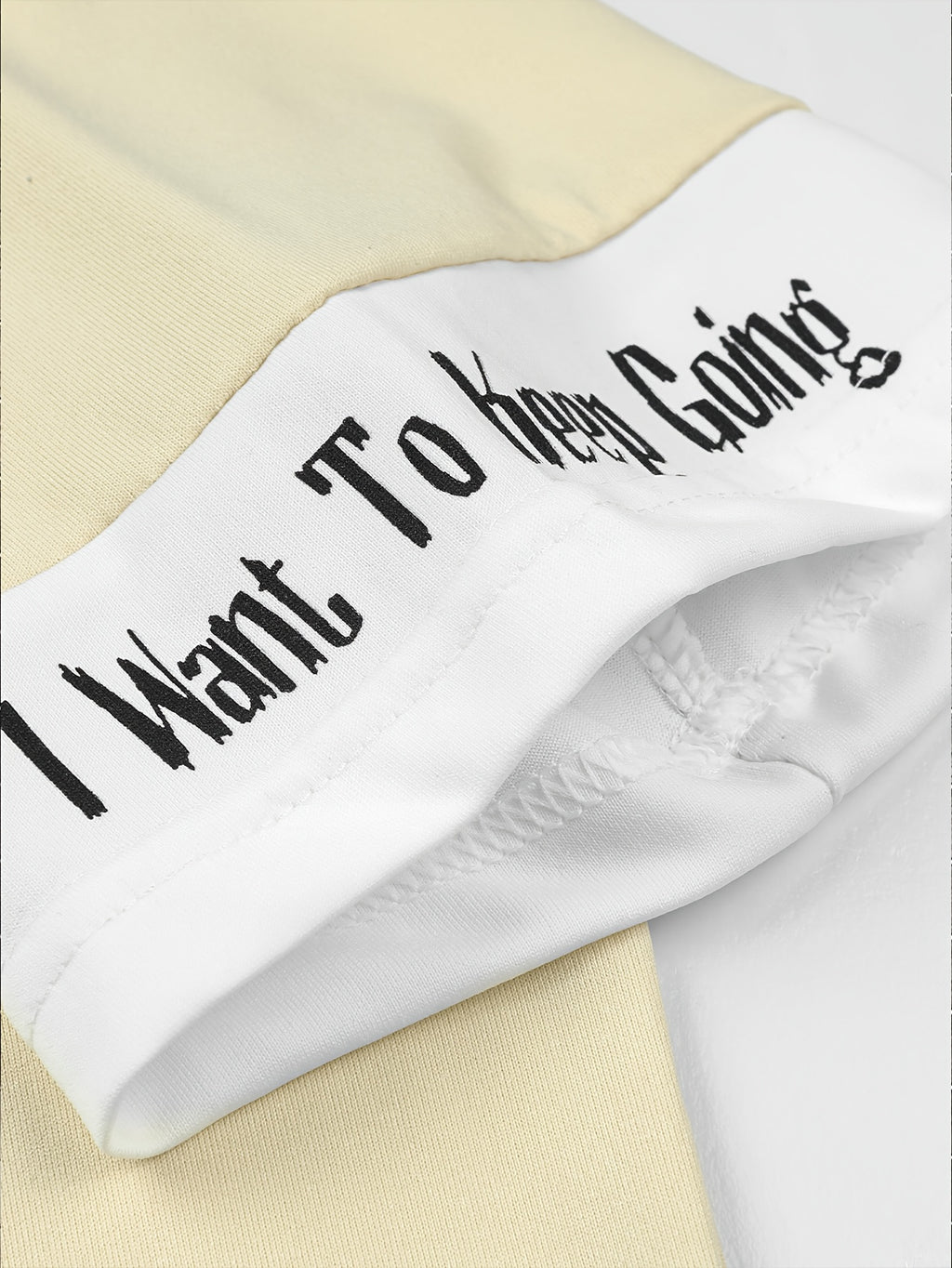 Color-Block Hooded Men'S Casual Letter Print Faux Two-Piece Short Sleeve T-Shirt - Khaki