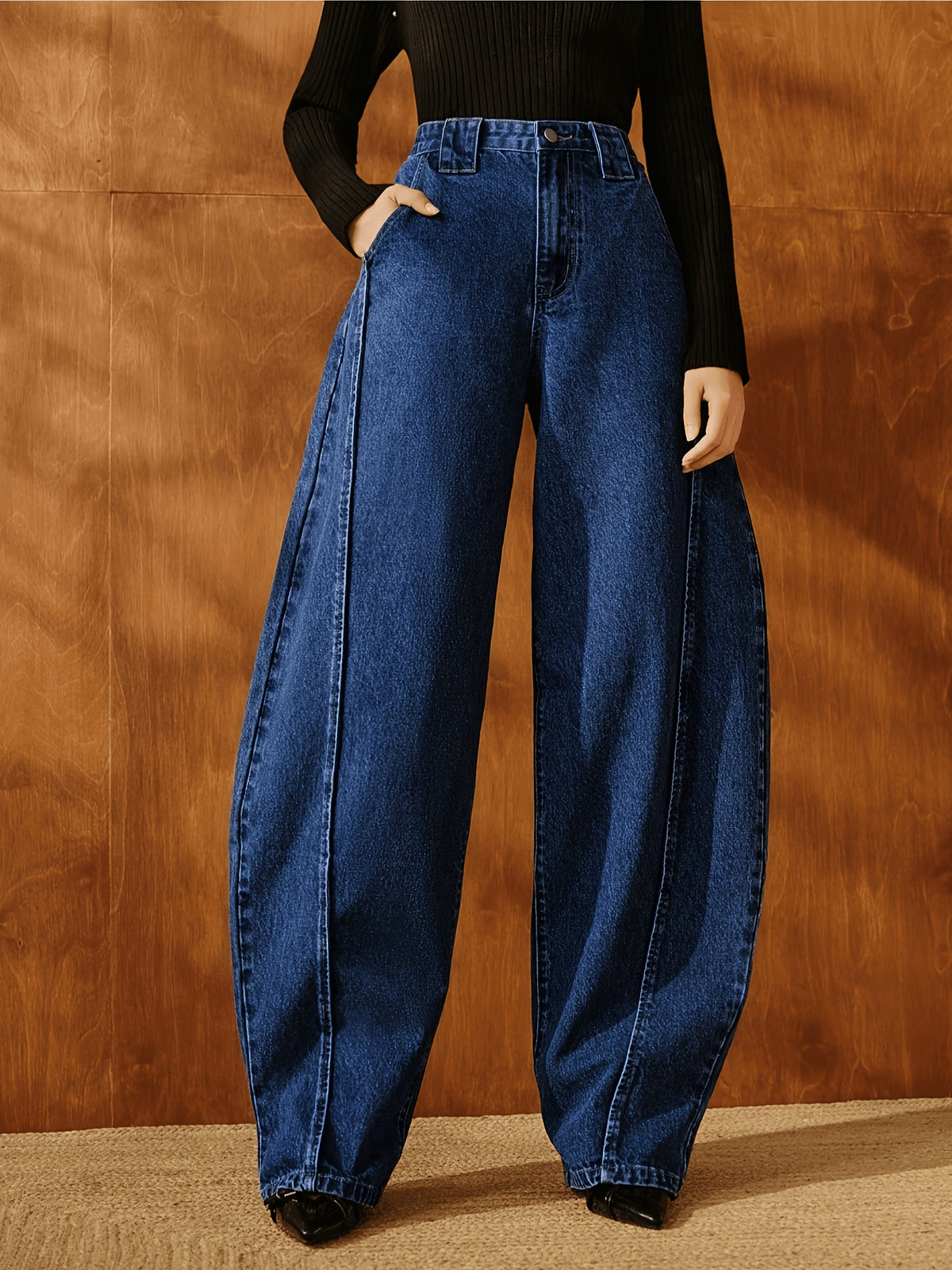 Anewsta Women's New Fashion Blue Flared Pants, Suitable for High-End Occasions Such as Valentine's Day and Mother's Day - Blue