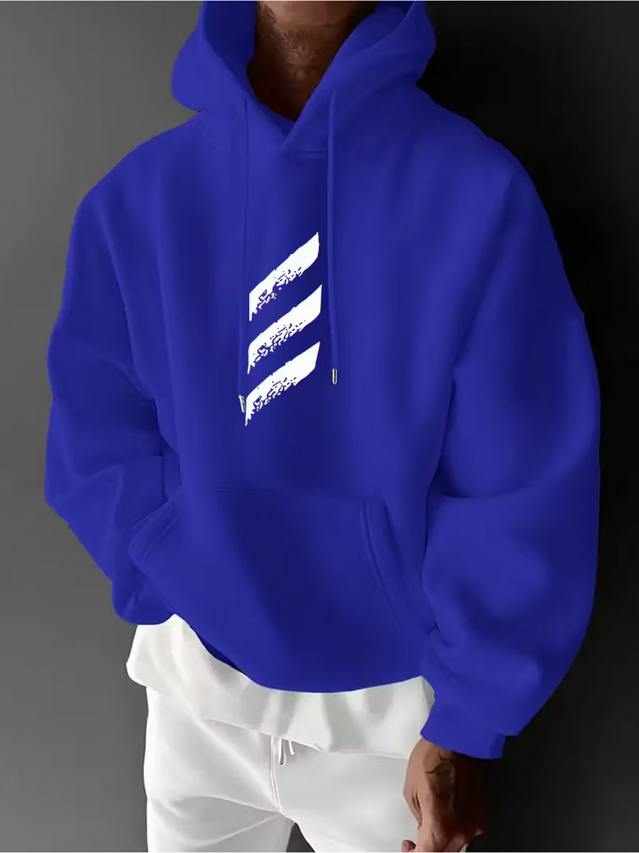 RBWY Unisex Autumn/Winter New Arrival, Fashionable and Trendy -Lined Hooded Couple's Sweatshirt, Casual Drawstring Hoodie, Long Sleeve Hooded Heat-Transfer Print Japanese Sweatshirt, Trendy Letter Print - Multicolor-Blue