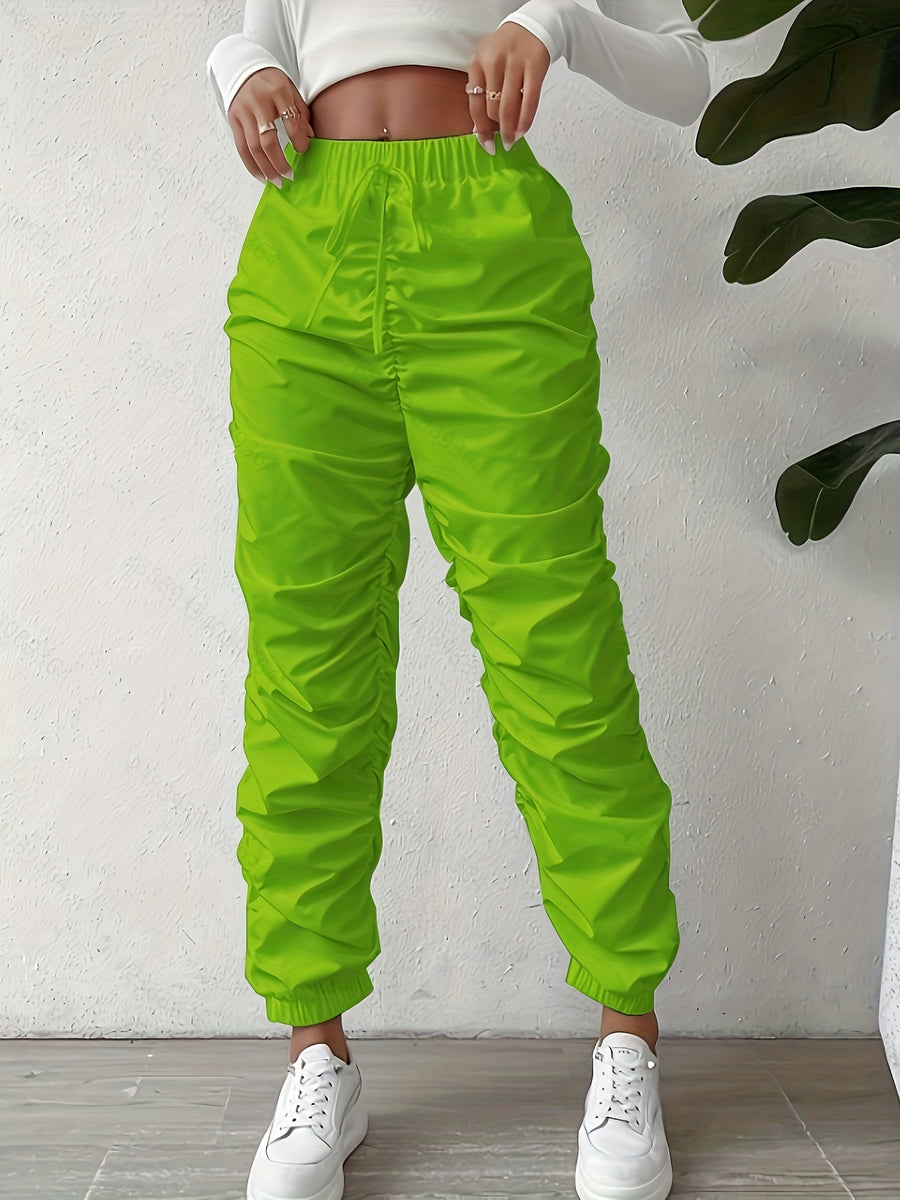 European and American Trendy Pleated Cuffed Pants - Unique Style, Express Yourself - Yellow-green
