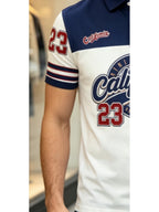 [Printed Design - Not Textured] Men's Summer Casual Lapel Polo Shirt, California No. 23 Print Short Sleeve Polo Shirt, American Vintage Style, Suitable for Sports, Leisure, and Daily Wear - Mixed colors