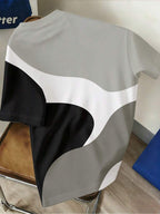 Ins-style Simple and Versatile Round-neck Short-sleeve Top with Green and White Wavy Color-block Contrast and Letter Print Design. A Fashionable, Thin, and Breathable T-shirt That Is Machine Washable. Suitable for Daily Commutes, Outdoor Sports - Mixed Color 3