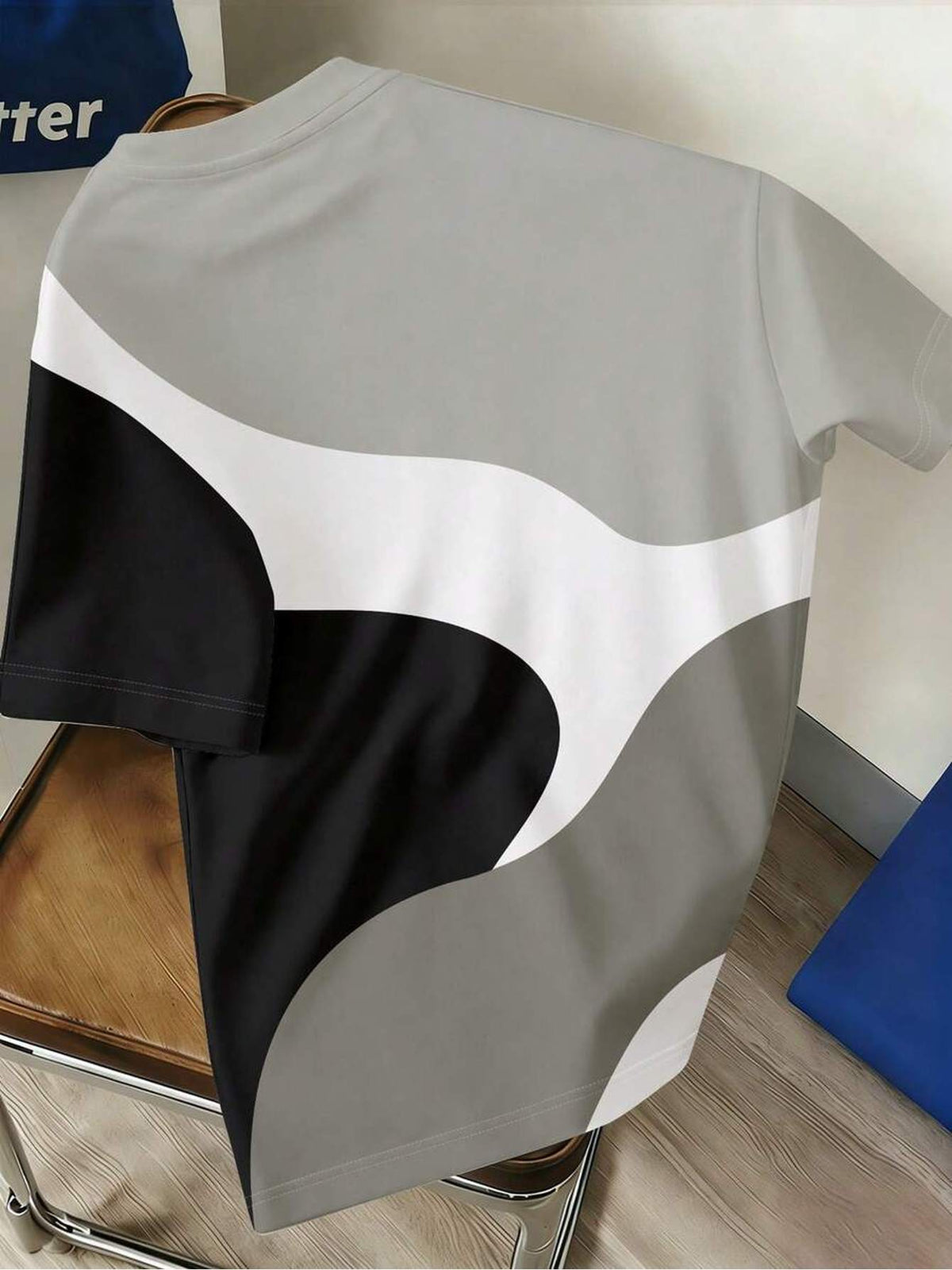 Ins-style Simple and Versatile Round-neck Short-sleeve Top with Green and White Wavy Color-block Contrast and Letter Print Design. A Fashionable, Thin, and Breathable T-shirt That Is Machine Washable. Suitable for Daily Commutes, Outdoor Sports - Mixed Color 3