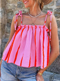 Sweet Style Striped Halter Neck Top - Mixed colors