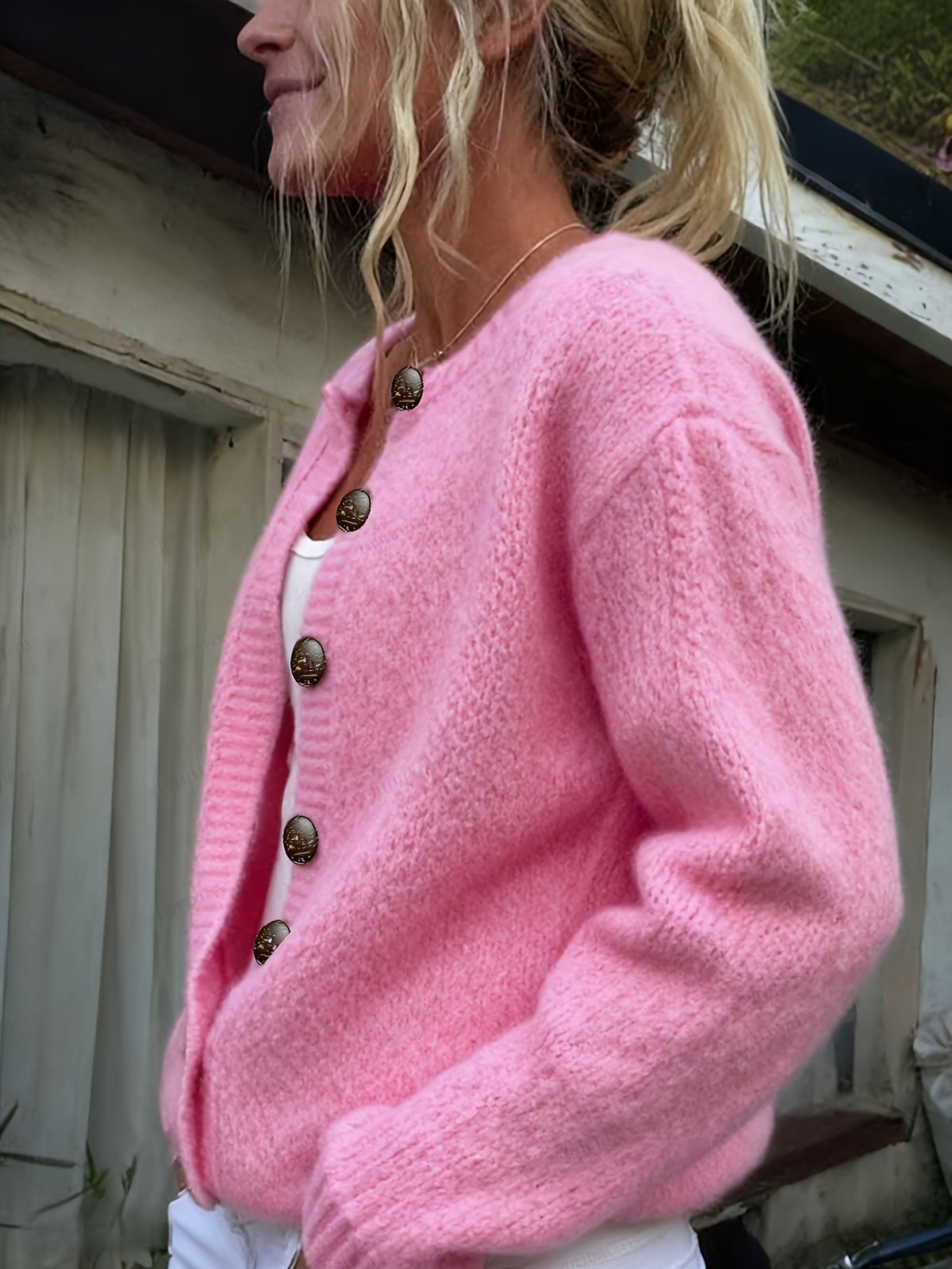 Women'S Thick Needle Sweater, Suitable for Autumn And Winter, Casual Warmth, Elegant And Versatile, Ideal for Holiday Parties. Long-Sleeved Shirt - Pink Color