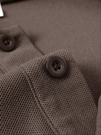 Men'S Breathable Soft Fabric Knit Polo Shirt, Fashionable MILANO Letter Print Business Top, Summer Lapel Long Sleeve Tennis Shirt Suitable for Golf And Business Casual, Gift - Coffee Brown