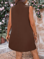 Women's Sleeveless Cardigan Midi Vest, Buttonless Design - Commuter Fashion All-match Shawl - Wearable in All Seasons - 100% Polyester Fiber Material - Machine Washable - Women's Teacher Outfit - Office Wear, Home Wear - Coffee Color