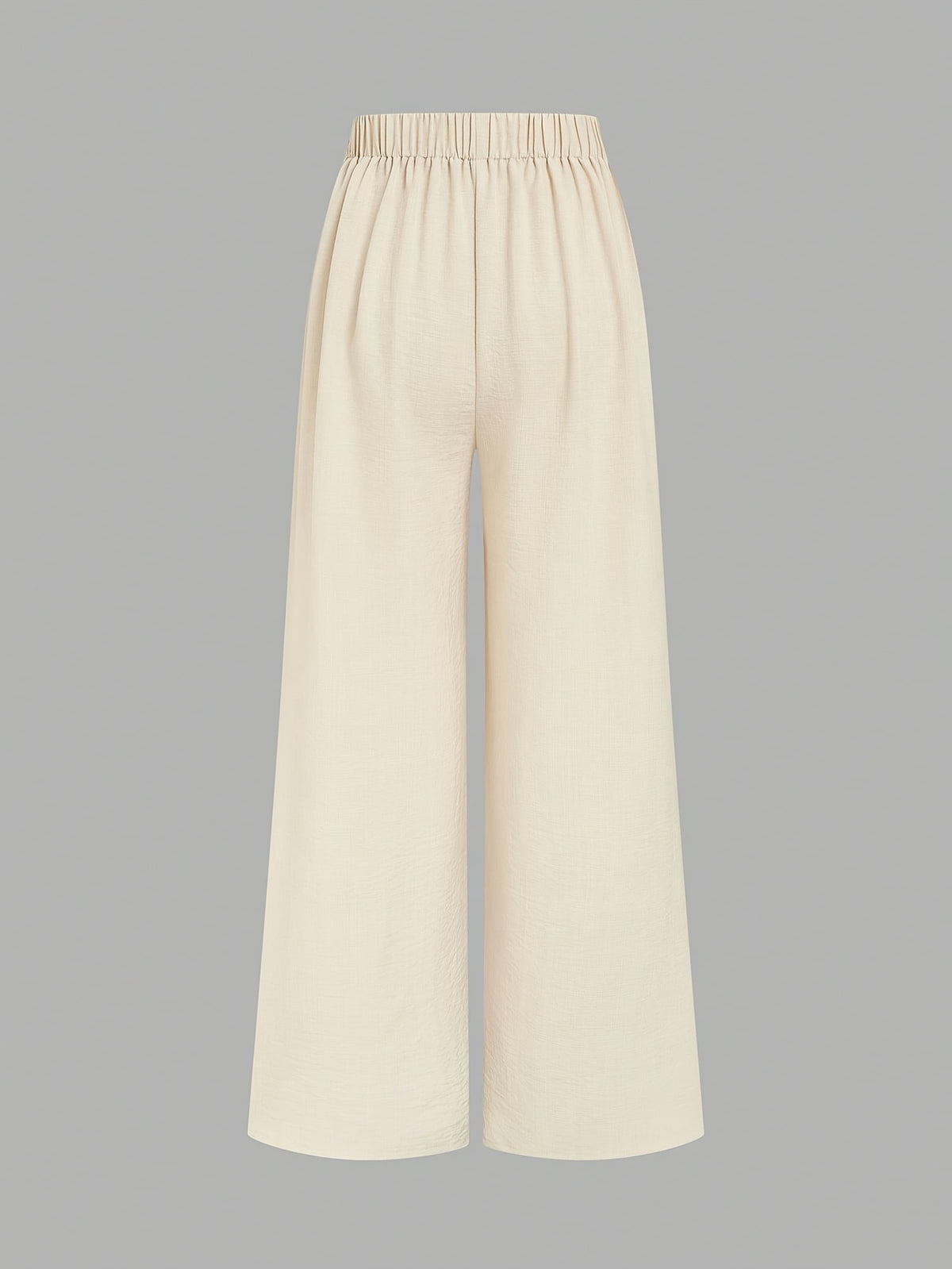 Women'S High-Waist Multi-Panel Wide-Leg Floor-Length Trousers Casual Loose Bottoms - Apricot