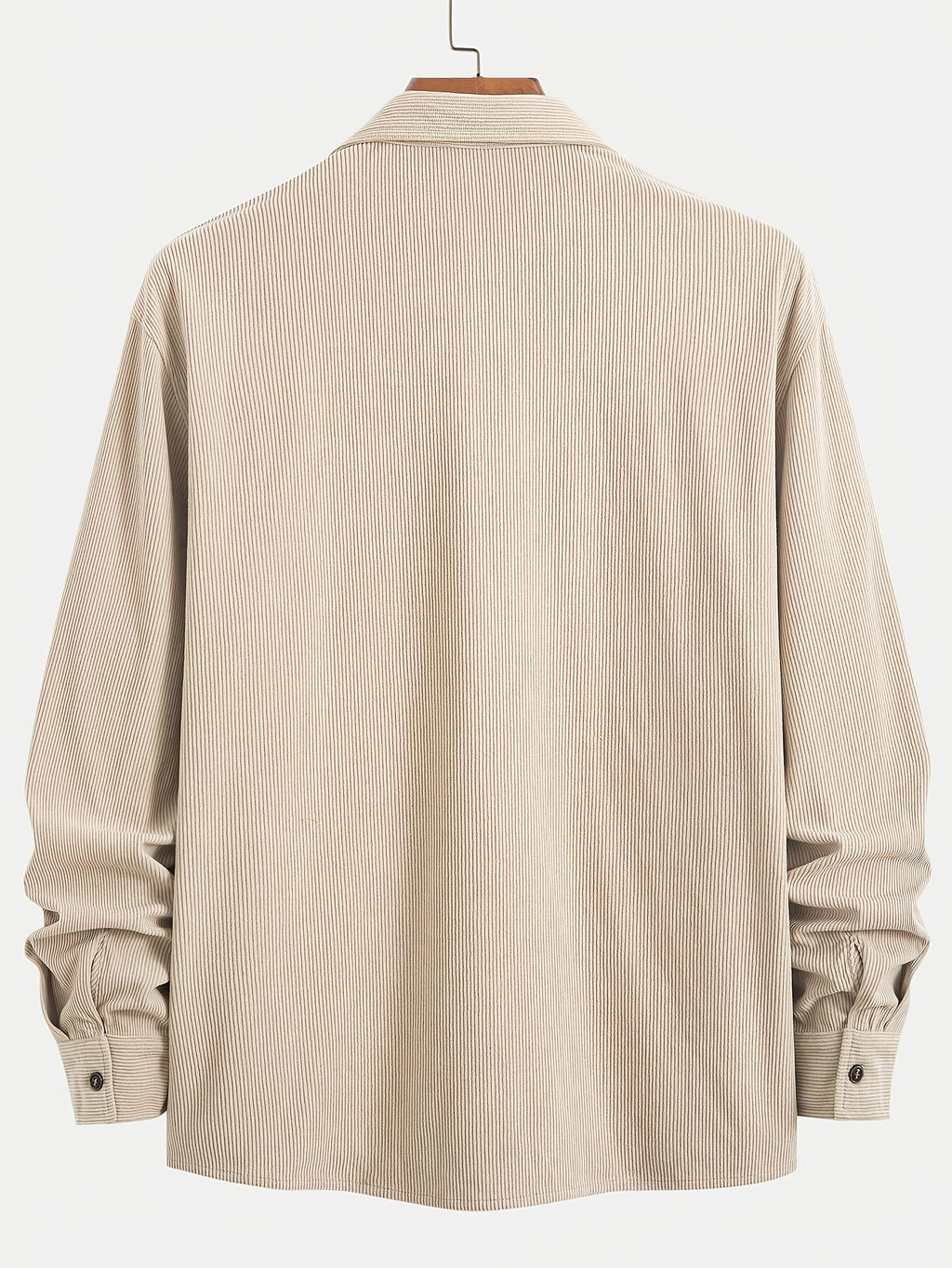 Men's Corduroy Shirt - American Retro Solid Color Long Sleeve Shirt for Men, Casual Wrinkle-Resistant Non-Iron Corduroy Shirt with Two Pockets, Trendy Versatile Corduroy Jacket for Sports, Outdoor, and Daily Wear. - Off-white