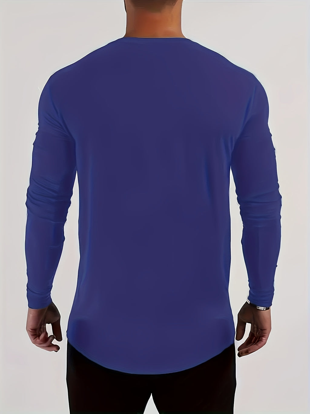 Men's Spring/Autumn Long-Sleeve Shirt T-Shirt - -Compatible Suitable for Casual & -Casual Wear, Round Neck -Fit Shirt, Machine Washable Non- Top for Daily Office, Semi-Formal Outfits (No Belt) - Blue