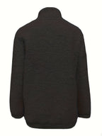 Women'S Faux Small Stand Collar Thick Jacket Coat - Deep Grey