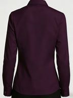 Gentle Girly Style Shirt with Pocket, Bow, Little Bear, and Rose Print, Long Sleeve Loose Fit Daily Commute Age-Reducing Cardigan Top - Purple