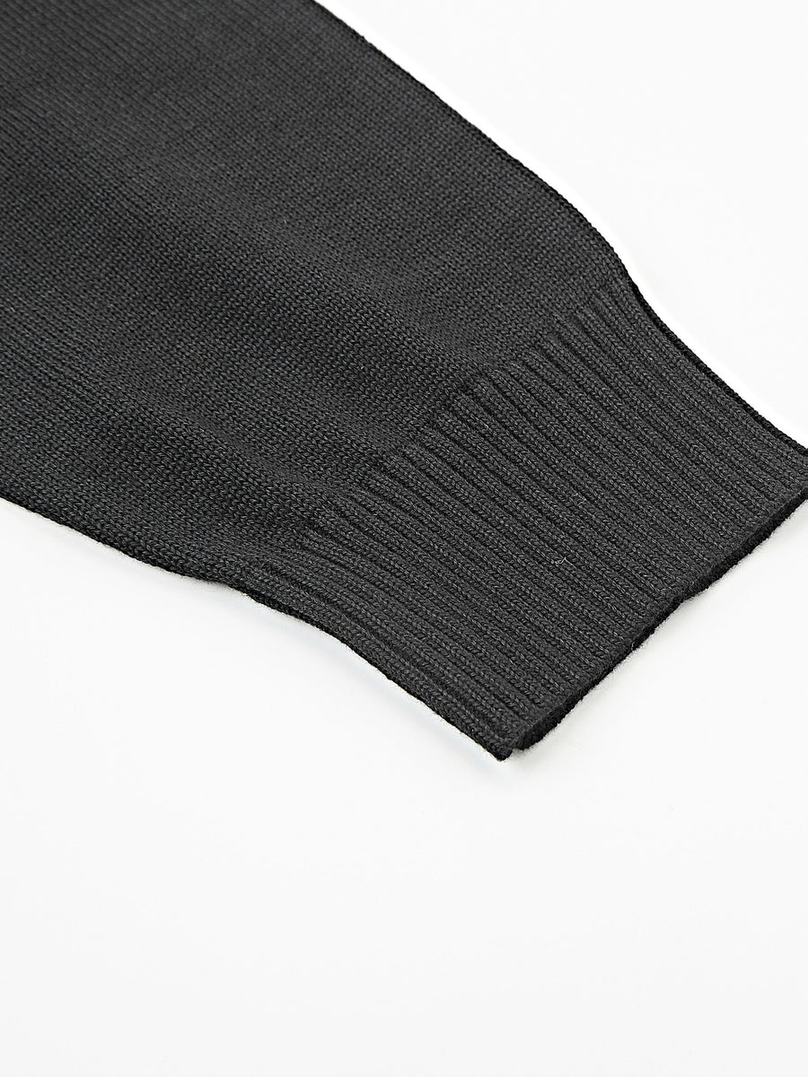 Men'S Solid Color Casual Sweater for Autumn And Winter, Knitwear for Outdoor Sports, Hoodie As a Gift with Ribbed Cuffs Design - Black