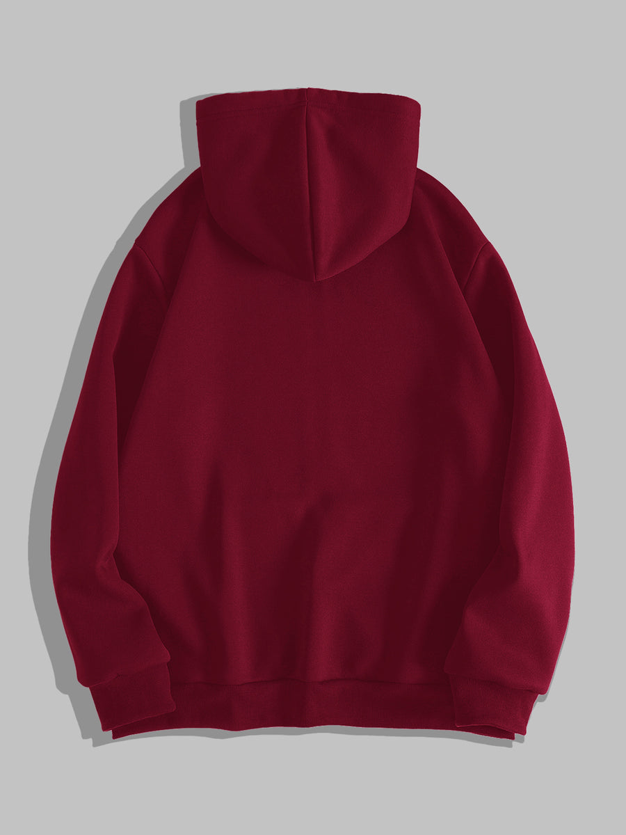 Black Metal Thorns Print Zipper Hooded Cardigan Sweatshirt - Red
