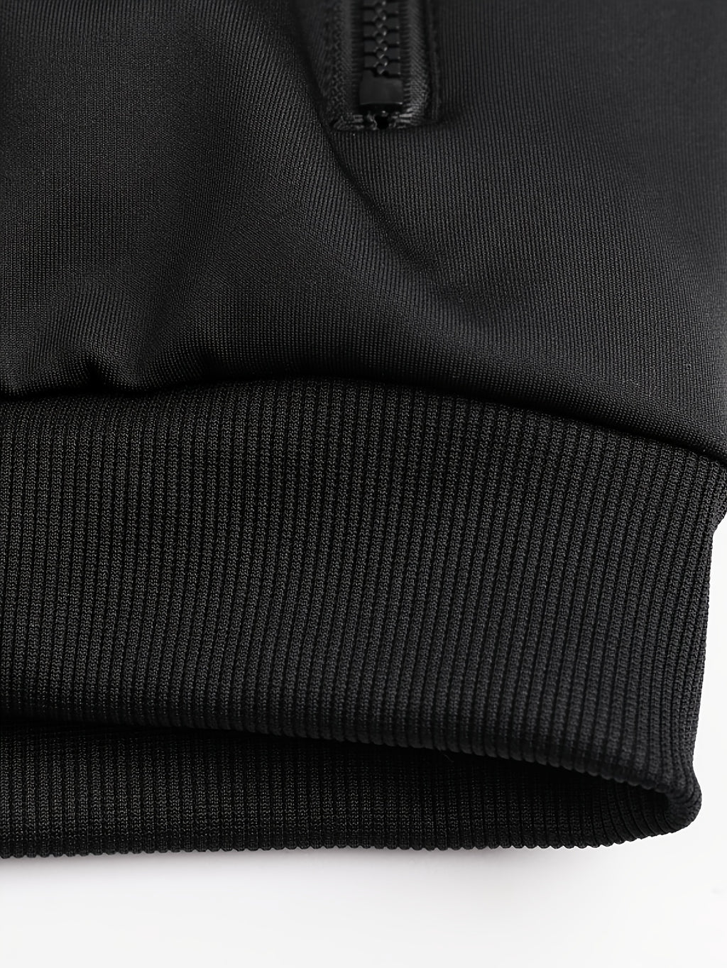 [Pearson OBM] Men'S Spring Autumn Casual Easy All-Match Outdoor Sports Jacket, Small Stand Collar Solid Color with Three Stripes, Side Seam Zipper Pockets, Elastic Cuffs And Hem Design, Full Zip Closure Coat, Suitable for Vacation, Sports - Black