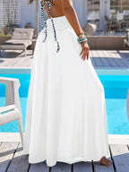 Directional Style And Women'S Elegant Bottoms Loose Olivia Mark - Wide Leg Flare Pants, Elegant Vacation All-Match Style, Elastic Waist - White