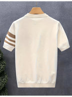 Printed Design – Not Textured/Embroidery/Sequins. Men's Summer Color-block Knitwear with Crew Neck and Ribbed Details, Casual Outdoor Style, Suitable for Summer - Mixed Colors 21