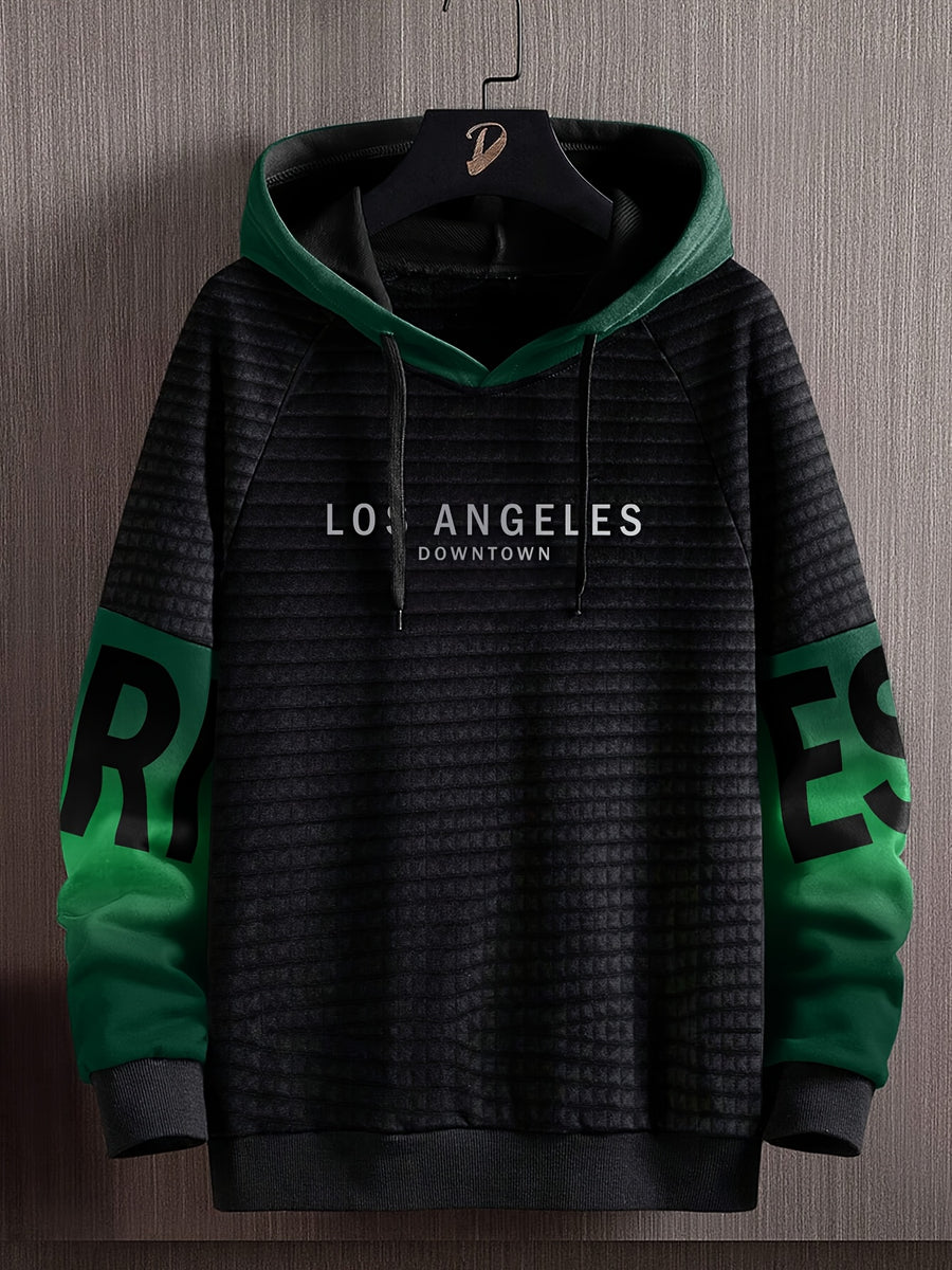 Men'S Fashion Hoodie Sweatshirt - Black hits green