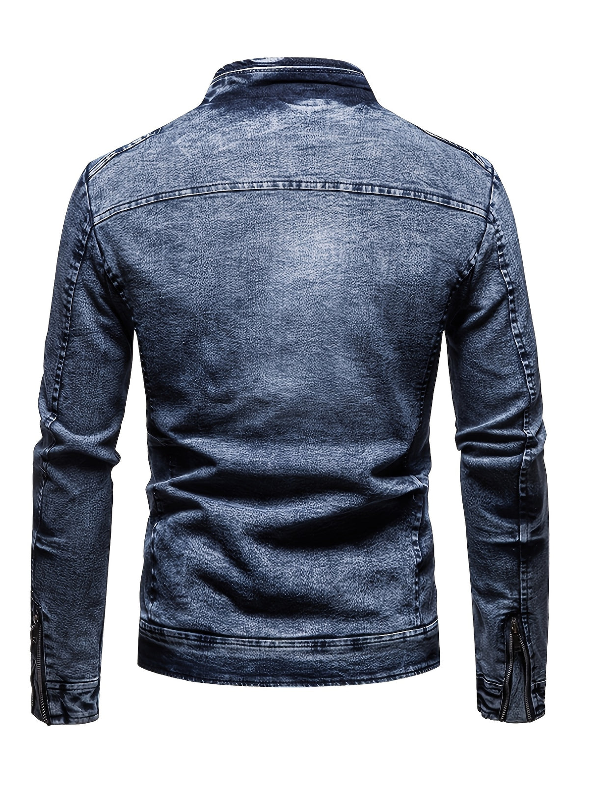 2026 New Style Motorcycle Jacket, Washed Tie-dye Denim Jacket, Men's Spring and Autumn Fashionable and Trendy, Versatile Korean Style Short Street Casual Motorcycle Denim Top - Blue