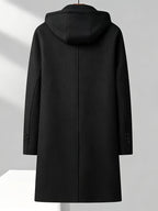 8803 New Thickened Warm Casual Business Removable Hooded Style Thickened Velvet Blend Trench Coat Men'S Jacket - Black