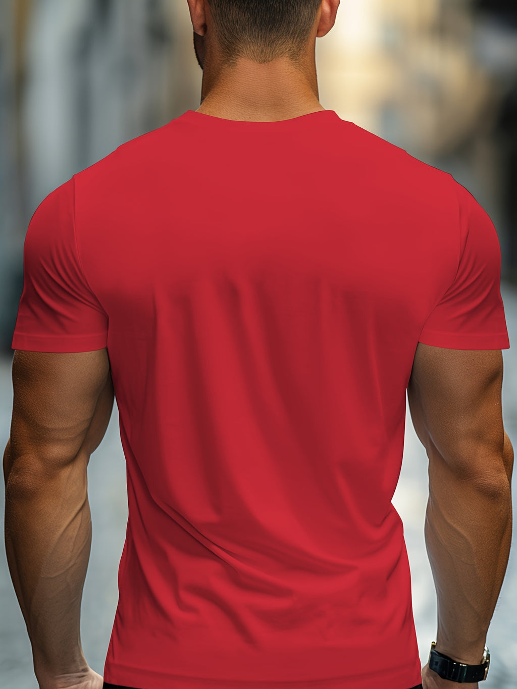 Unisex Trendy Letter Print Crew Neck T-Shirt, A Must-Have for Style Enthusiasts! Gradient FOCUS Design, Ultra Stylish & Streetwear-Inspired! Minimalist yet Versatile! - Red
