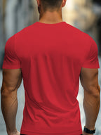Unisex Trendy Letter Print Crew Neck T-Shirt, A Must-Have for Style Enthusiasts! Gradient FOCUS Design, Ultra Stylish & Streetwear-Inspired! Minimalist yet Versatile! - Red
