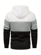 [Shule Shui OBM] "Men's Fashion Sweatshirt" New High-Quality Men's Sweatshirt, Soft and Skin-Friendly, Durable and Retains Shape, Three-Color Patchwork for Stylish Daily Sports and Leisure, Trendy and Versatile, Simple Printed Hooded Sweatshirt - White Grey Black