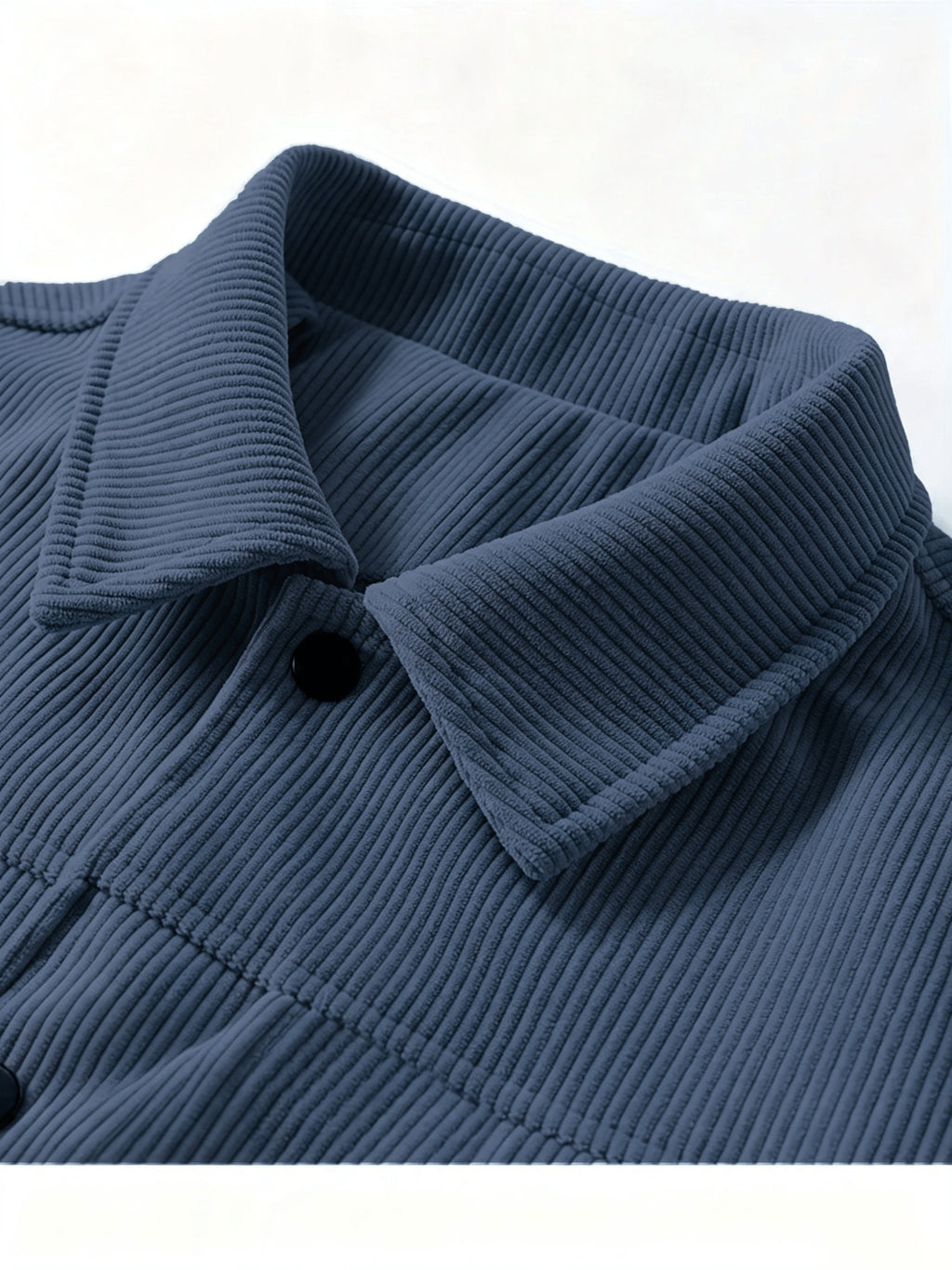 Men'S Trendy Corduroy Lapel Cargo Jacket Solid Vertical Texture Casual Long Sleeve Jacket Commuter Top - Blue