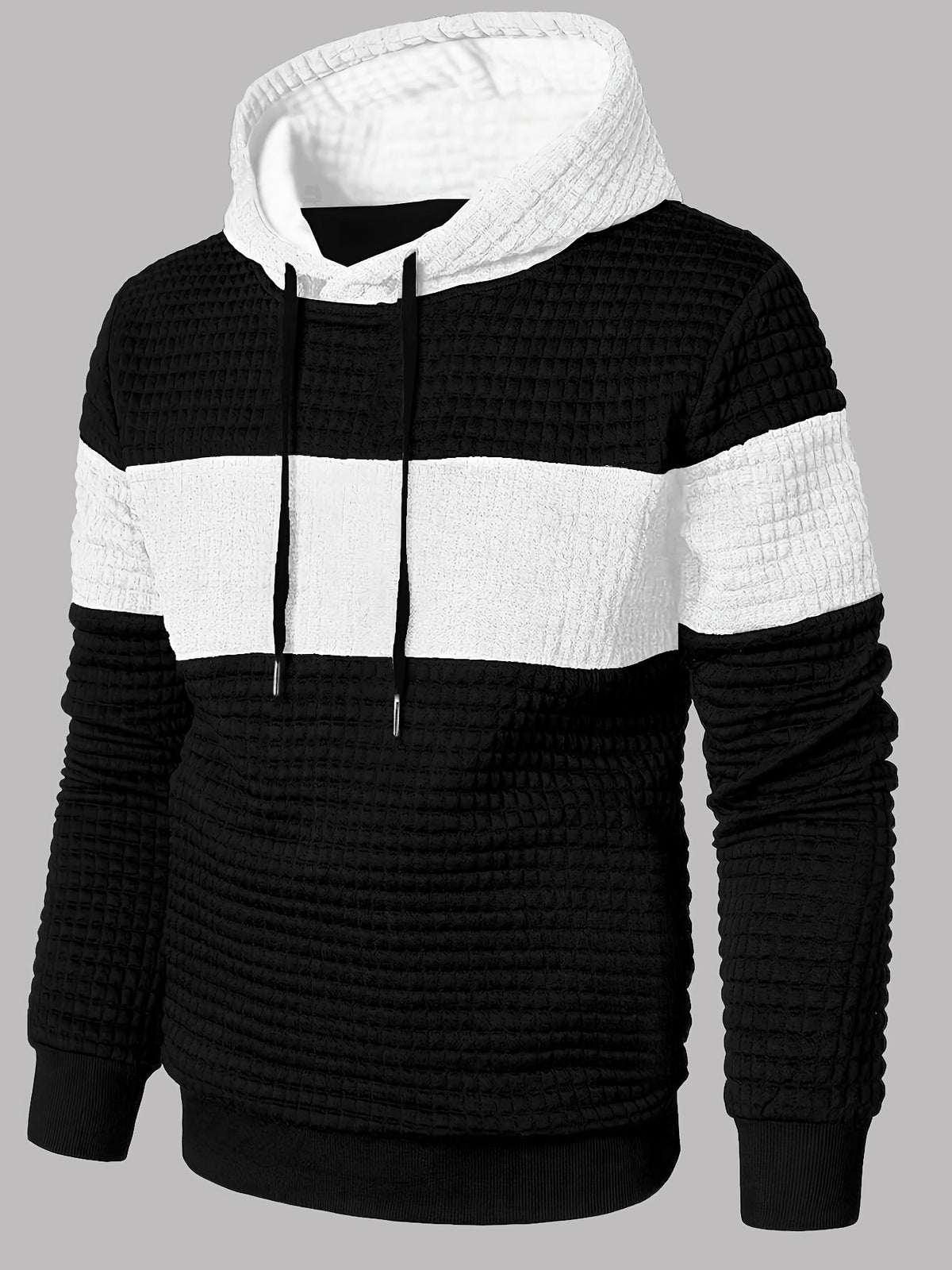 Color-Block Fashion Hoodie Sweatshirt Casual Versatile Men'S Pullover - White