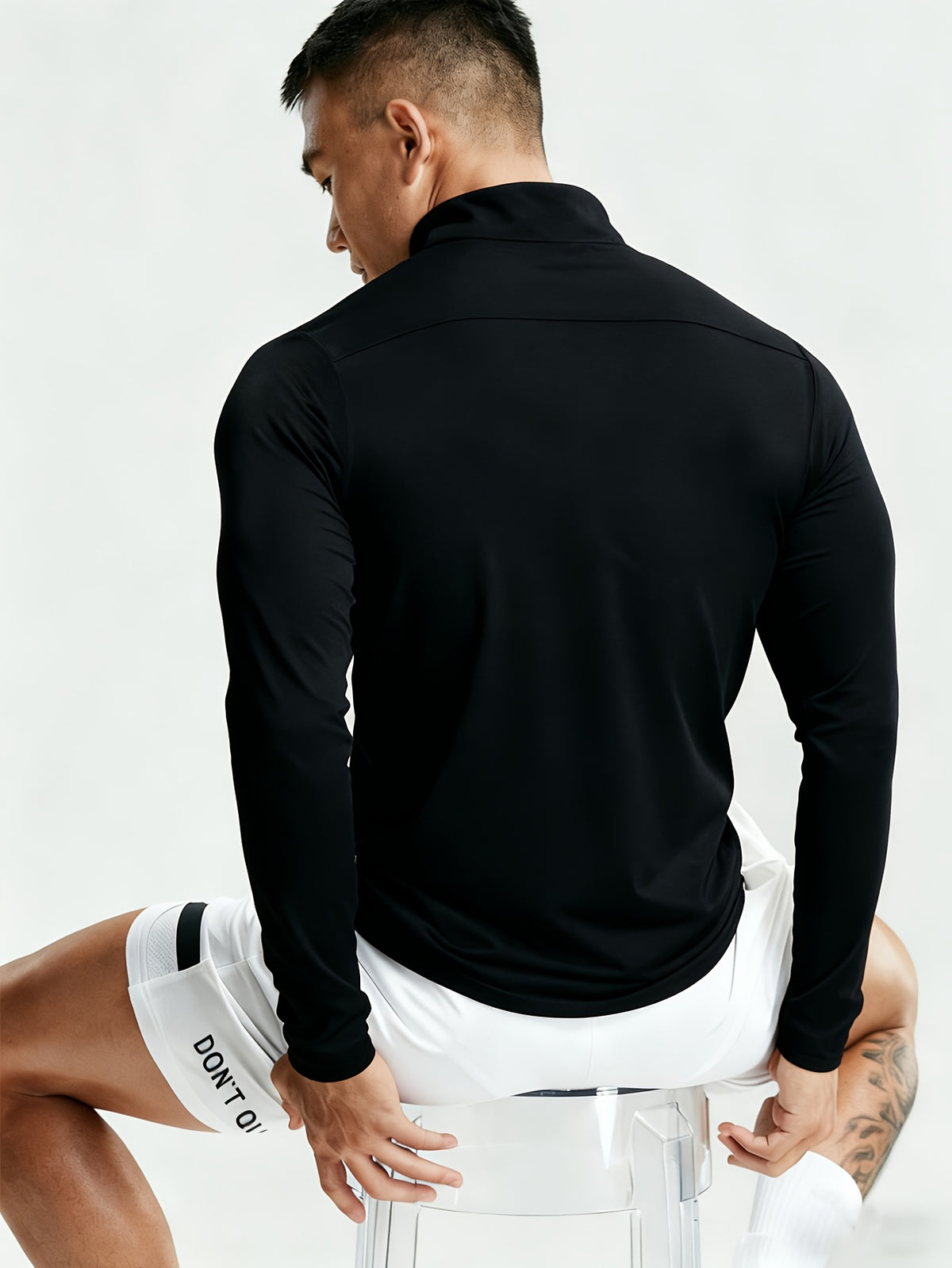 New Men'S Polo Shirt, Men'S Fashionable Trendy Print Polo Shirt, Half-Button Collar Polo Shirt, Suitable for Running, Gym, Cycling, Marathon And Other Sports Tops, Breathable And Non-Stuffy, Machine Washable - Black