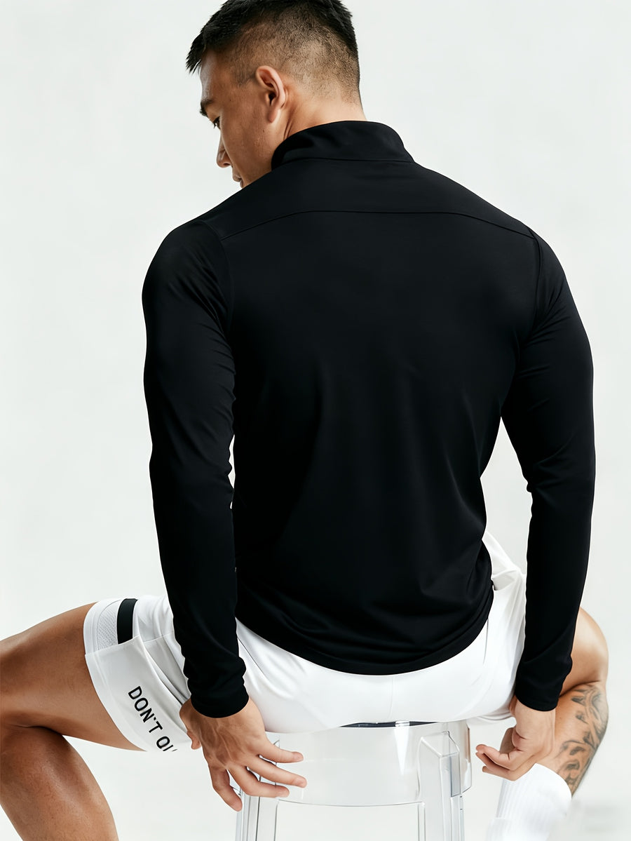New Men'S Polo Shirt, Men'S Fashionable Trendy Print Polo Shirt, Half-Button Collar Polo Shirt, Suitable for Running, Gym, Cycling, Marathon And Other Sports Tops, Breathable And Non-Stuffy, Machine Washable - Black