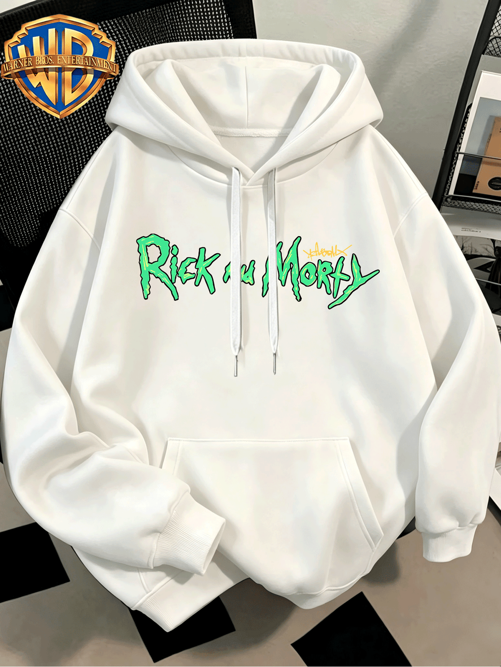 Fashion Hip Hop Print Fashion Brand Casual Versatile Sports Drawstring Pocket Hooded Men'S Sweater, Men'S Autumn And Winter Cute Casual Style, Sports Style Fashion Loose Hoodie, Daily Casual Wear - White