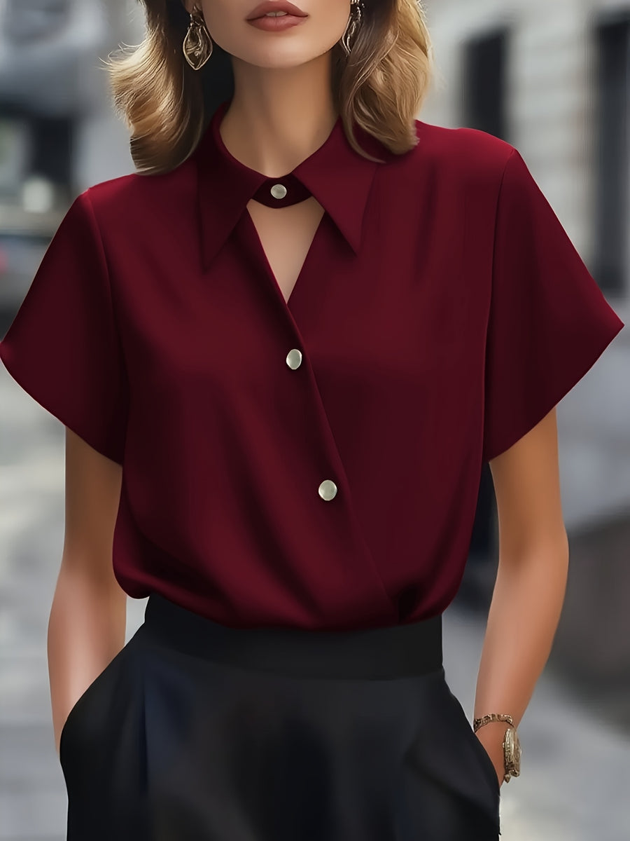 Spring/Summer Women's Elegant Designer Fashion Shirt - Burgundy