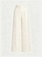 Women High Waist Front Pleated Wide Leg Dress Pants Without Belt, Elegant Flowy Straight Leg Suit Palazzo Trousers, Casual Business Office Work Long Pants, Loose Fit Formal Trousers for Ladies Daily Work Outfit - Apricot