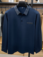 Men's Long-Sleeve Plaid Lapel Polo Shirt for Spring and Autumn, Dad Style Top - Shangqing